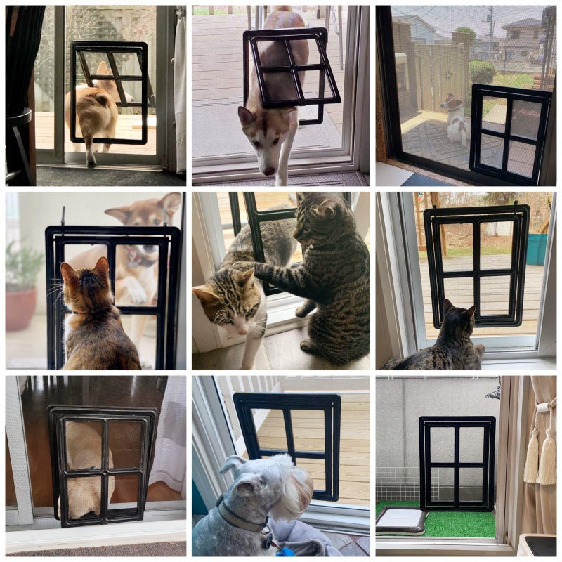 NAMSAN Dog Screen Door, Passage Size 12 x 16 inches, Dog Door for Screen Door, Large Pet Door for Sliding Door, Magnetic Automatic Closing, Self-Assembly, Lockable, Black - Image 2
